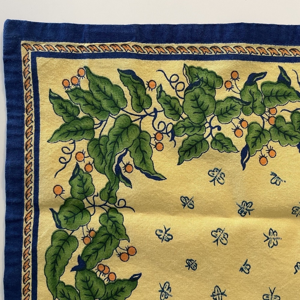 William Sonoma Cotton Napkins SET OF 6 Yellow French Country Bees Vines 20x20 - Picture 5 of 8